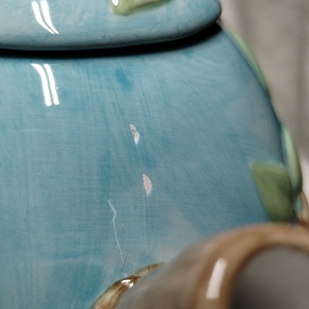 Vintage Bear Treehouse Teapot Teacup Set‎ Ceramic Blue Woodland Cottage